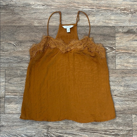 Nine West Burnt Gold Lace Silk Camisole ideal for layering Women's Size XS - Picture 2 of 10